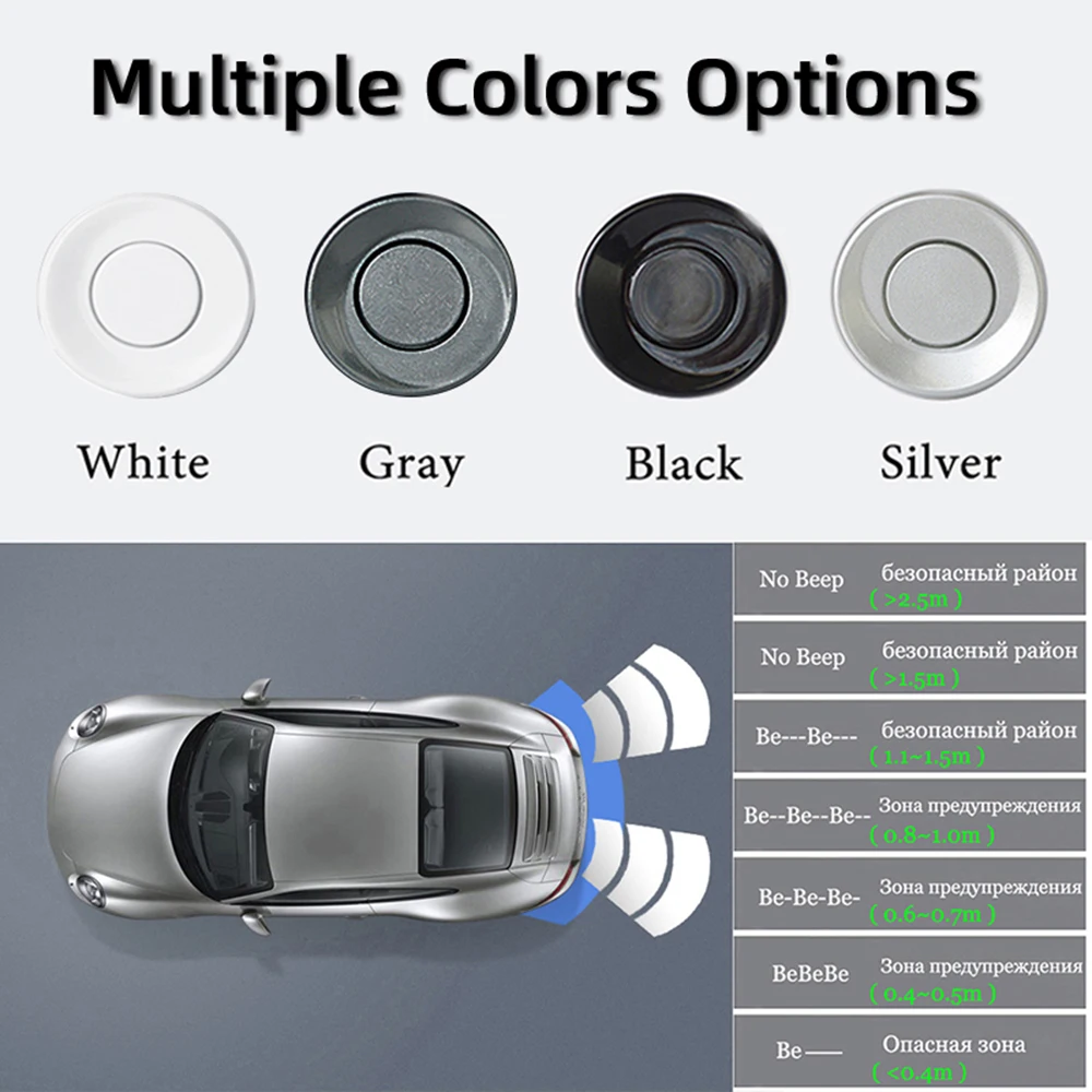 HIPPBQCC Car Parking Sensors Parking Kit LED Display 22mm 4Sensors Backlight Reverse Backup Radar Monitoring System 4 Colors 12V thumbnail 4