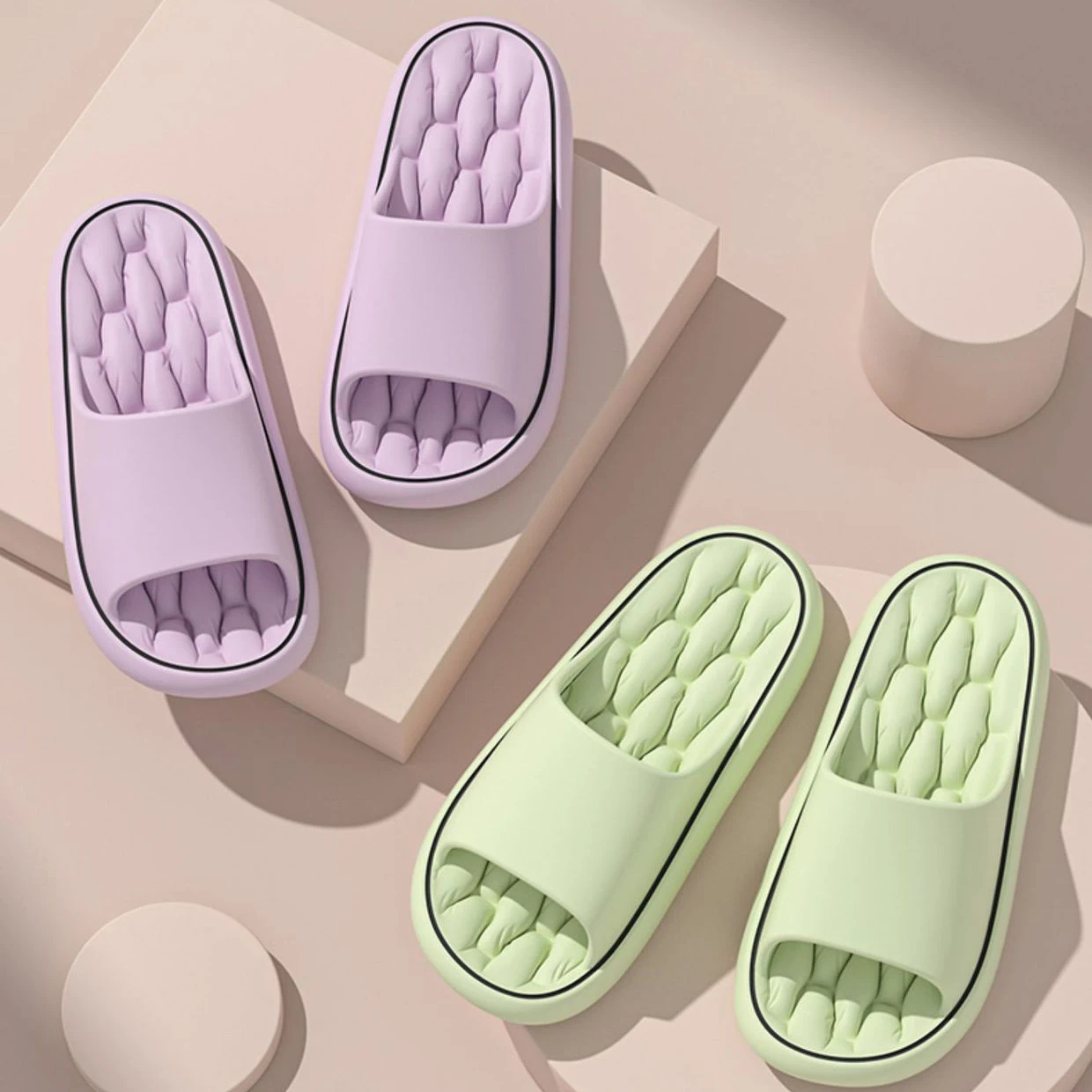 Super Light Soft Slippers Simple Fashion Slides EVA Elastic Shoes Colorful Sneakers In Door Bathroom Flip Flops thumbnail 4