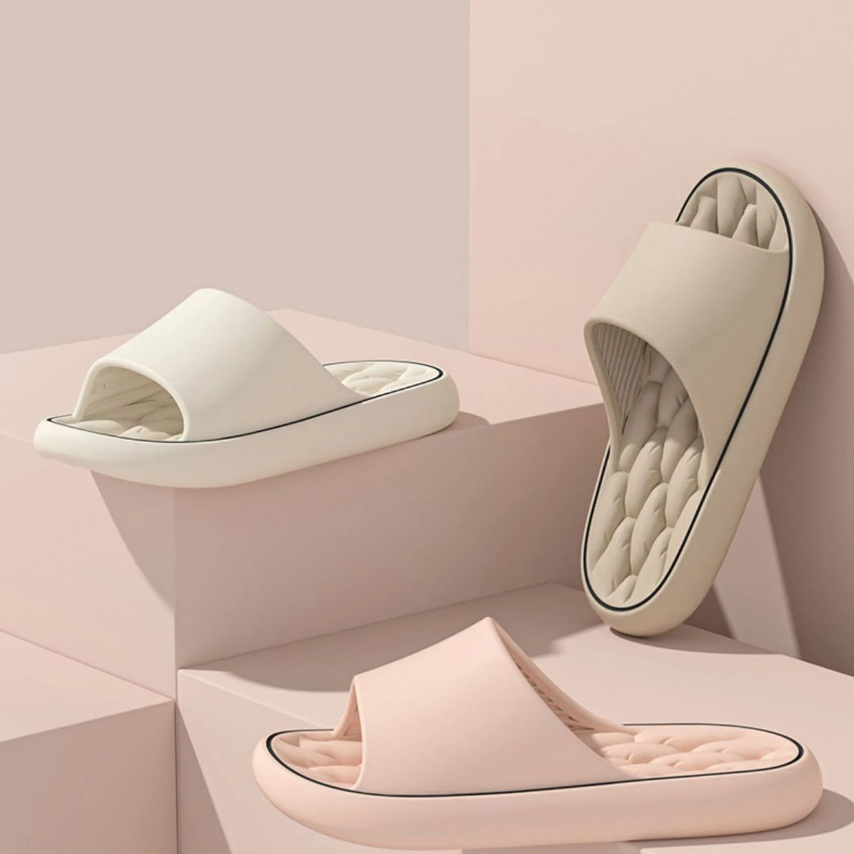 Super Light Soft Slippers Simple Fashion Slides EVA Elastic Shoes Colorful Sneakers In Door Bathroom Flip Flops thumbnail 6