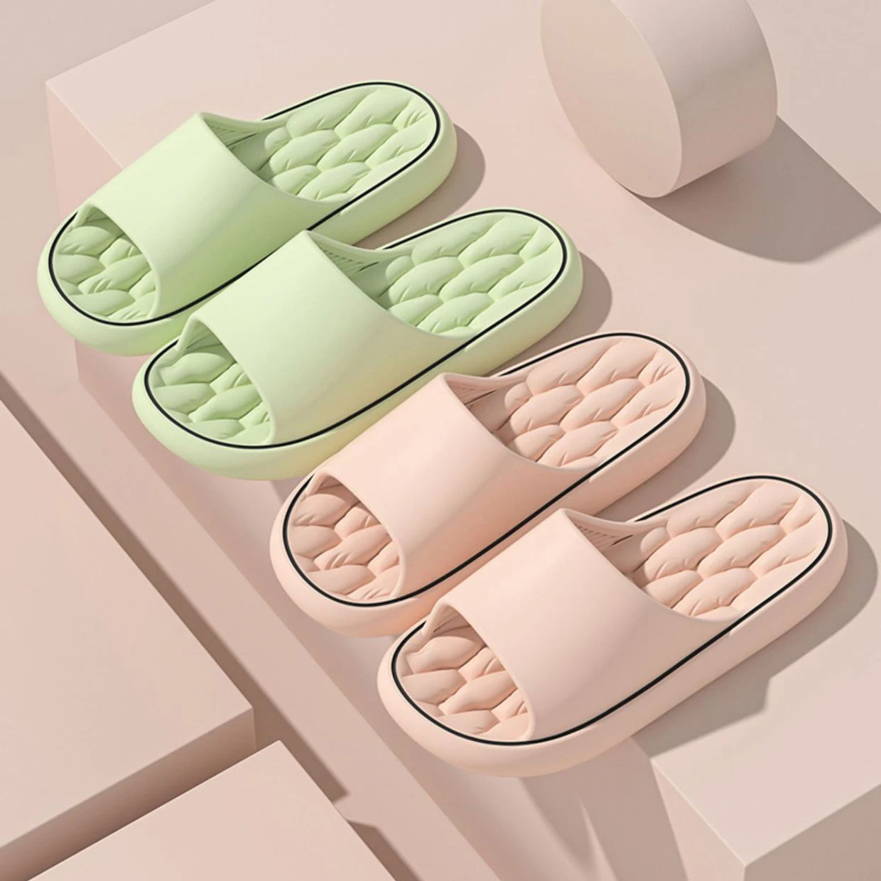 Super Light Soft Slippers Simple Fashion Slides EVA Elastic Shoes Colorful Sneakers In Door Bathroom Flip Flops thumbnail 3