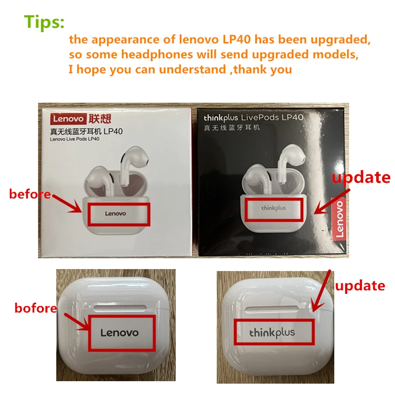 Original Lenovo LP40 wireless headphones TWS Bluetooth Earphones Touch Control Sport Headset Stereo Earbuds For Phone Android thumbnail 6