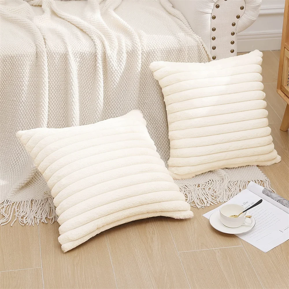 Olanly Pillow Cover 50x50cm Nordic Solid Color Cushion Cover 45x45 Soft Fluffy Cushion Covers Luxury Home Decor Pillow Case Sofa thumbnail 4