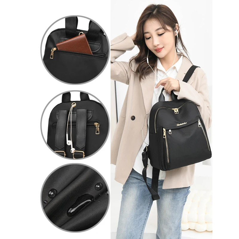 Women Backpack Travel Casual Waterproof Oxford Shoulder Bags Female Large Capacity Handbag Rucksack Black Purse School Pack thumbnail 4