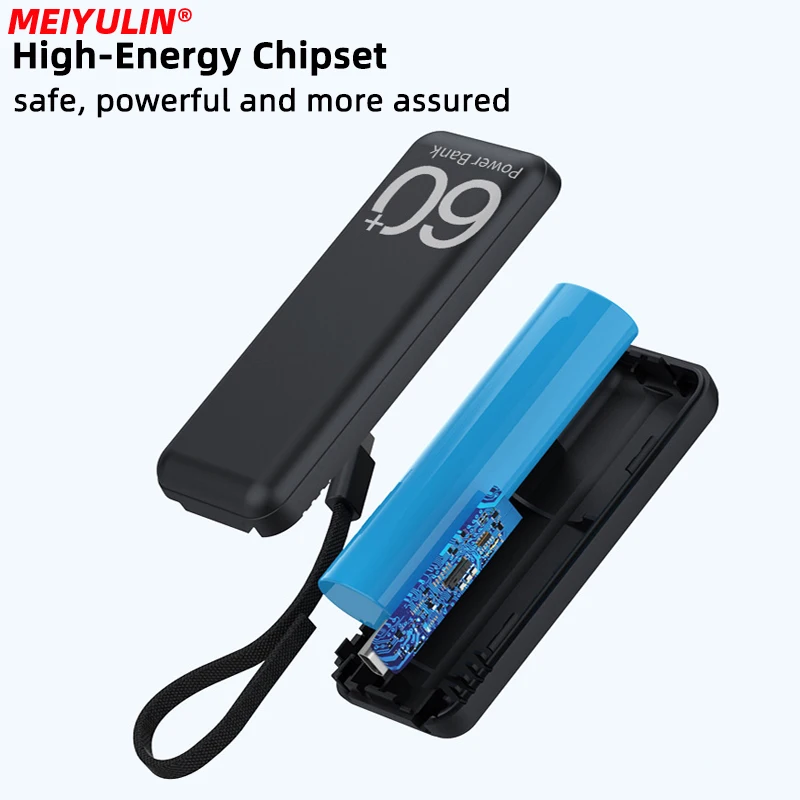 5000mAh Mini Power Bank For iPhone 15 Xiaomi Samsung Portable Fast Charging External Spare Battery Charger Built-in Type C Cable thumbnail 3