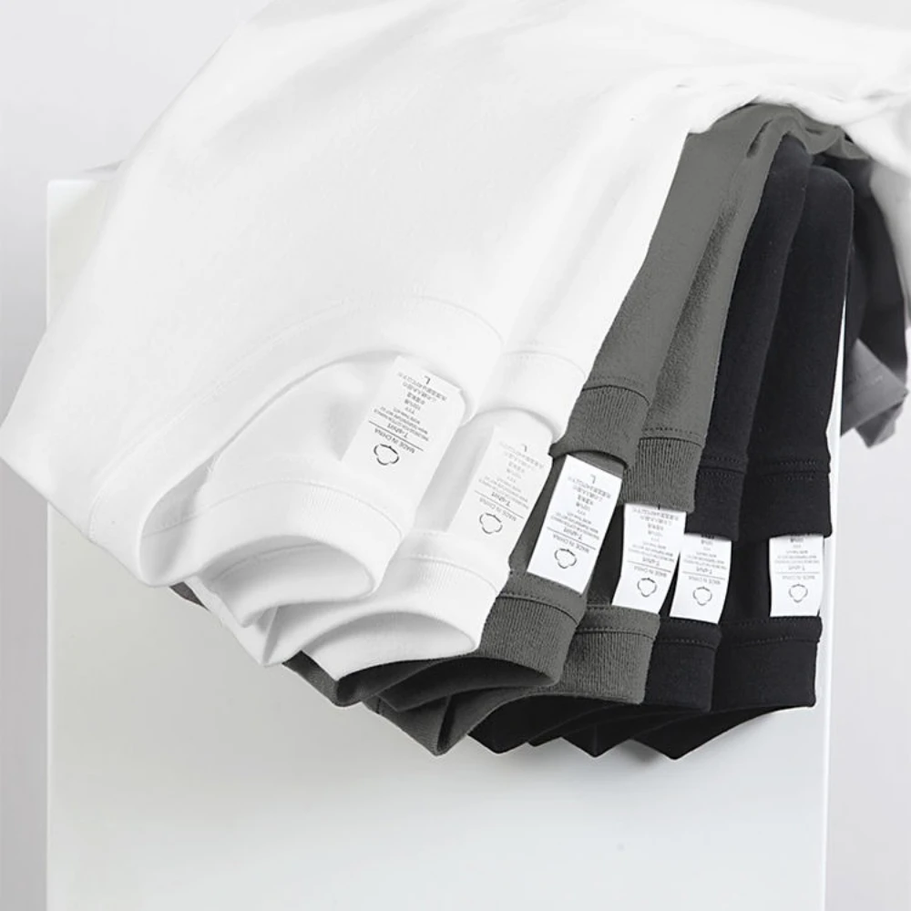 2PCS 100% Cotton Solid T Shirts Men's and Women's Short Sleeve White Tees Casual Breathable Loose Round Neck T-shirt Couple Tops thumbnail 2