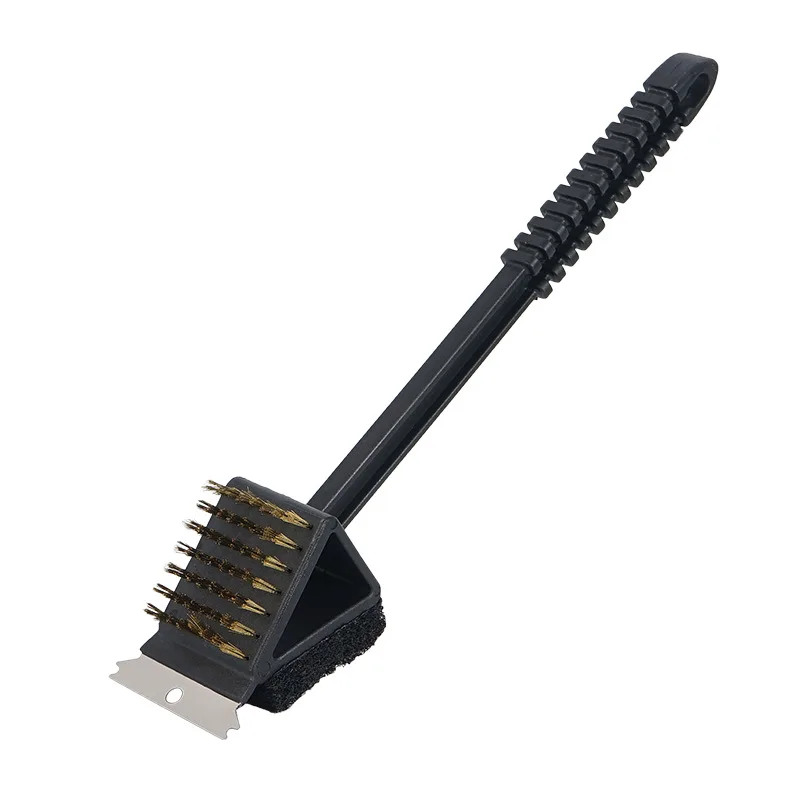 1pc 3 In 1 Corner Copper Wire Brush Barbecue Grill Oven Cleaning Bbq Brush Copper Wire Sponge Shovel Long Handle thumbnail 6