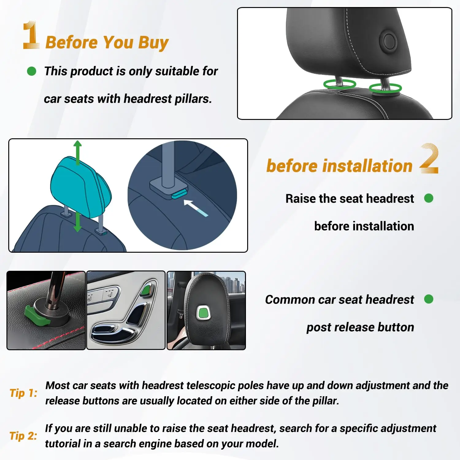 Car Headrest Pillow,Thickened Memory Foam Road Pal Headrest,Neck Support Pillow,180° Adjustable Car Headrest,Travel Car Sleeping thumbnail 5