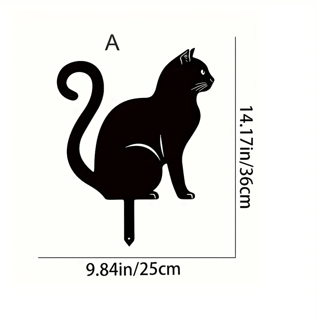 Cat Family Garden Stakes Decorative Cute Cat Garden Decorative Silhouette Animal Outdoor Statues For Cat Yard Garden Lawn thumbnail 4