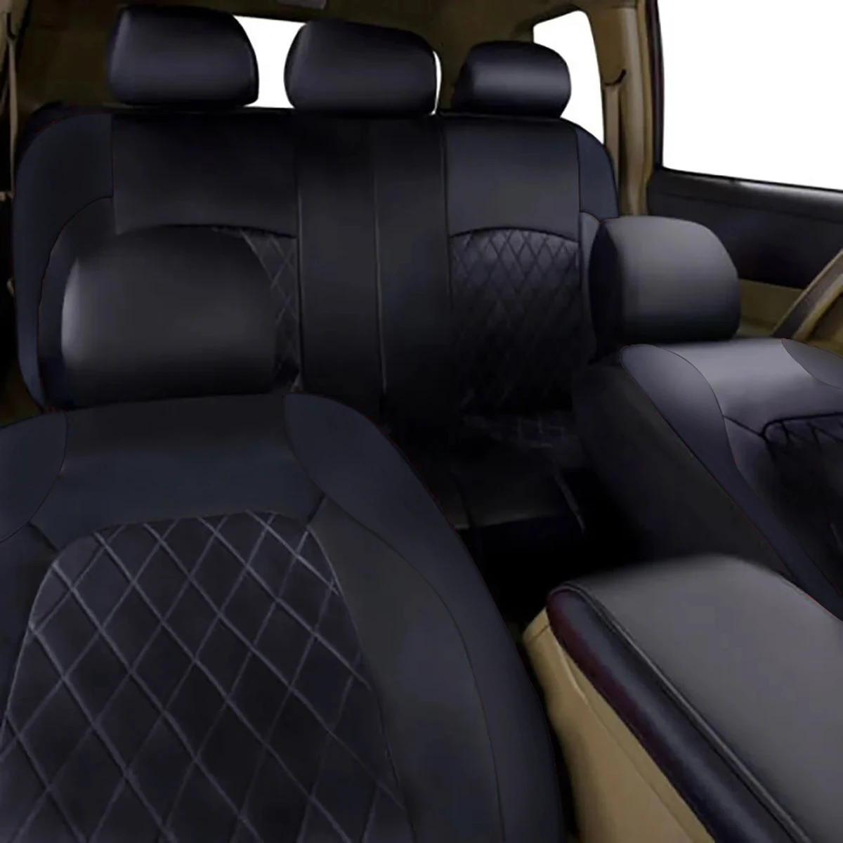 All Season Quited PU Leather Car Seat Cover Full Surrounded Seat Protector Waterproof Universal Fit Sedan Suv Pick-up Truck Seat thumbnail 4