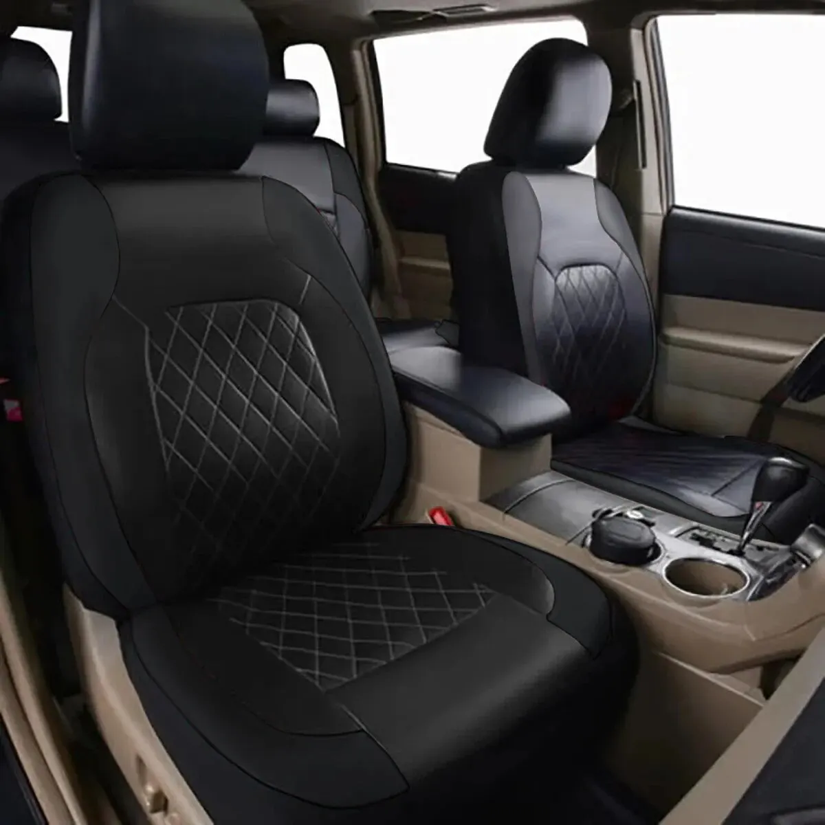 All Season Quited PU Leather Car Seat Cover Full Surrounded Seat Protector Waterproof Universal Fit Sedan Suv Pick-up Truck Seat thumbnail 3
