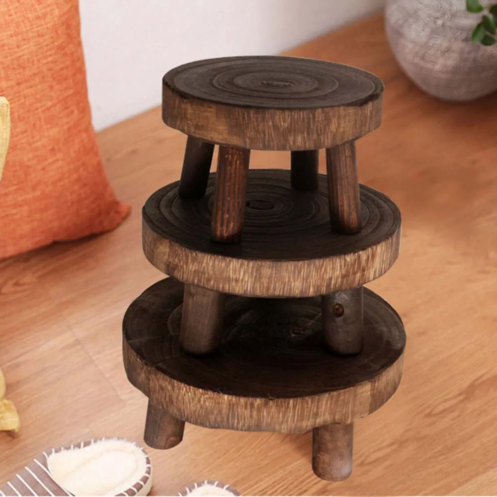 1 PCS Durable Plant Stand Shelf Creative Wooden Stool High Quality Succulent Pot Holder For Living Room thumbnail 4