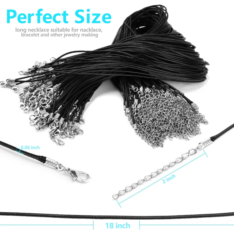 50-100Pcs Leather Necklace Chains Bracelet Cord Clasps for Pendants, Bulk Waxed Rope Necklace String, Jewelry Making Supplies thumbnail 2