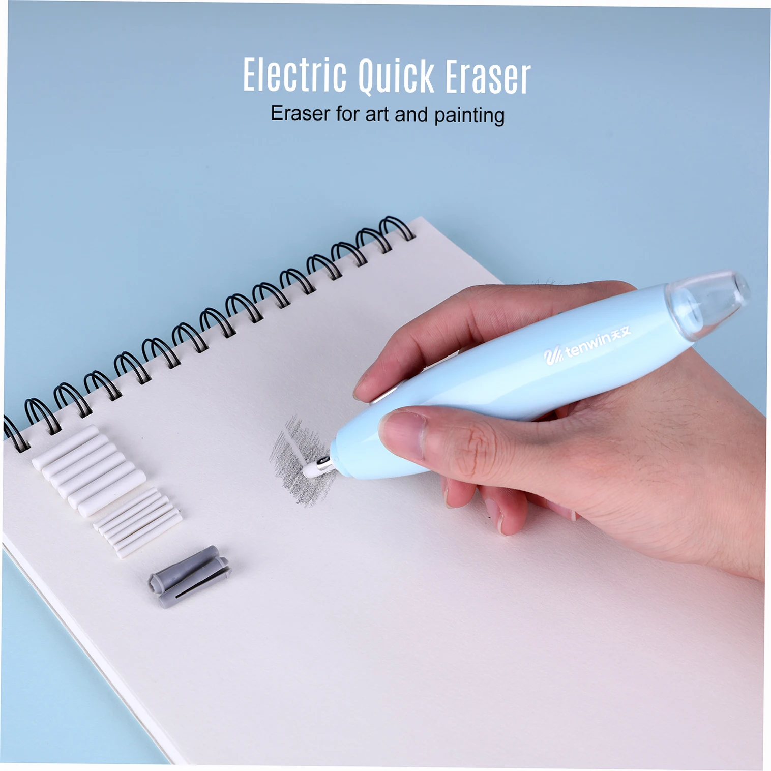 tenwin Electric Eraser Kit with 16 Eraser Refills Rechargeable Pencil Eraser One-button Control Christmas Gift Stationery thumbnail 6