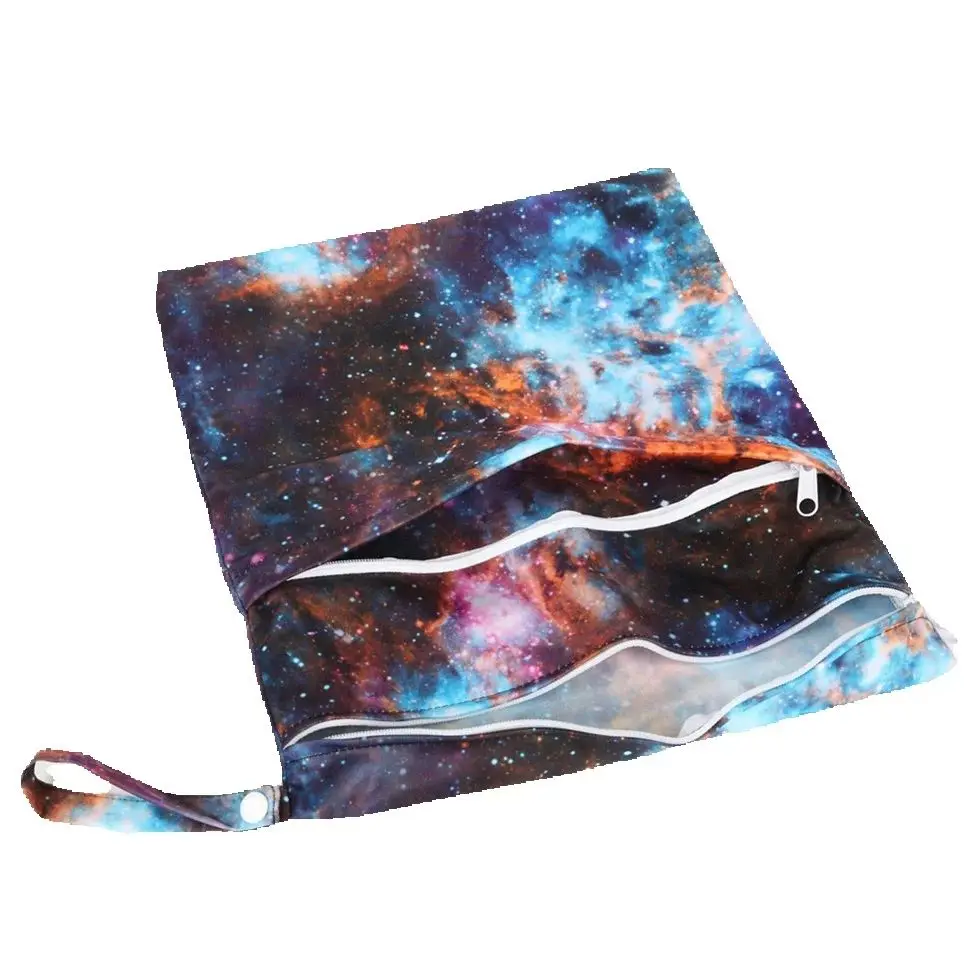 [Sigzagor]Wet Dry Bag With Two Zippered For Baby Diapers Nappies Waterproof Reusable 36cmx29cm thumbnail 2