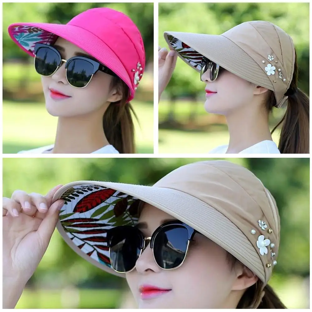 Fashion Womens Ladies Summer Vacation Wide Brim Foldable Sun Hat Anti-UV Beach Visor Caps Casual Hats thumbnail 3