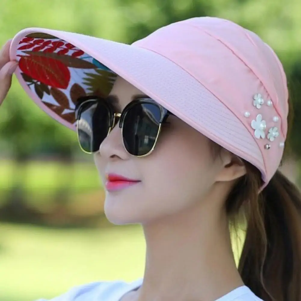 Fashion Womens Ladies Summer Vacation Wide Brim Foldable Sun Hat Anti-UV Beach Visor Caps Casual Hats thumbnail 5
