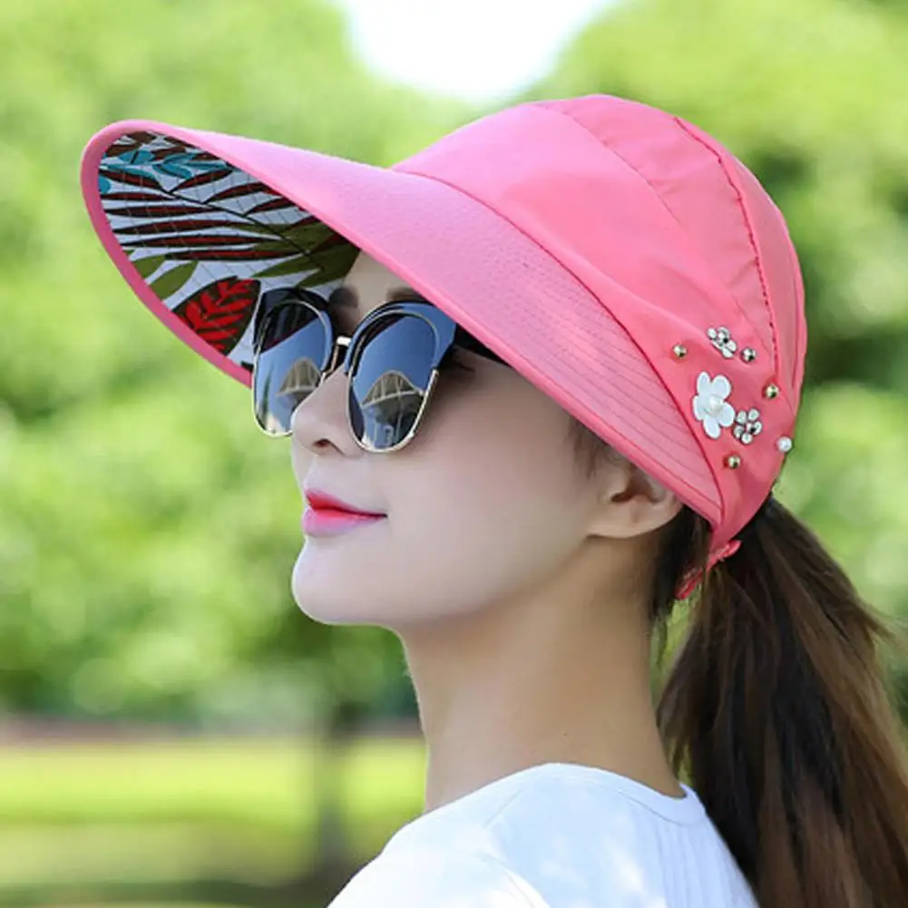 Fashion Womens Ladies Summer Vacation Wide Brim Foldable Sun Hat Anti-UV Beach Visor Caps Casual Hats thumbnail 6