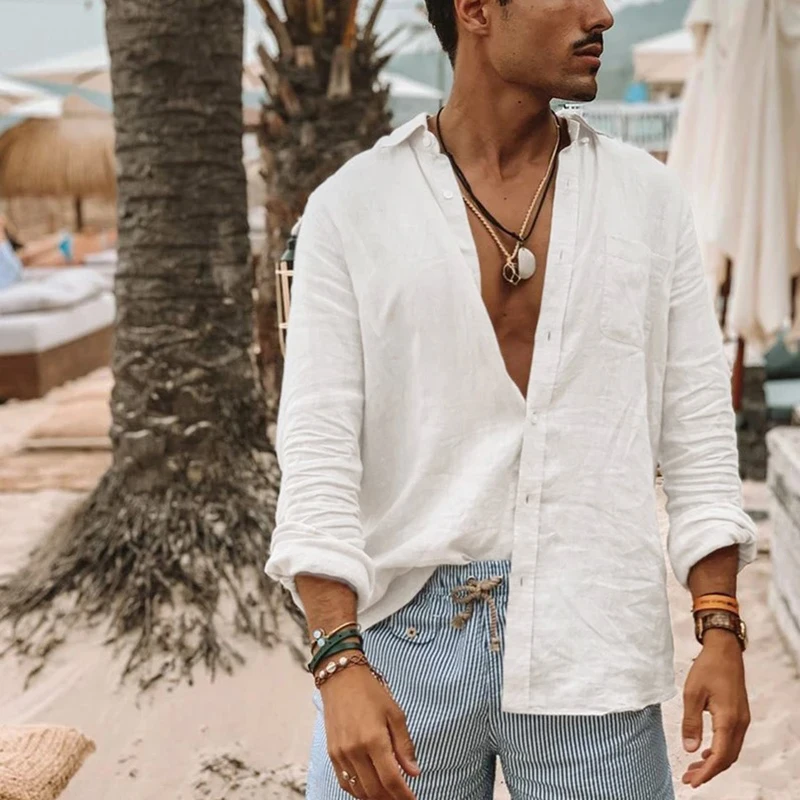 Men's Shirt Long Sleeve Regular Fit Men Casual Oversized Loose Single Breasted Shirt Leisure Spring Summer Male Blouse Shirt thumbnail 6