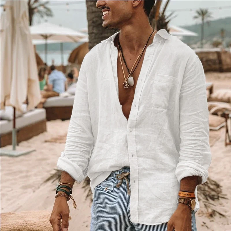 Men's Shirt Long Sleeve Regular Fit Men Casual Oversized Loose Single Breasted Shirt Leisure Spring Summer Male Blouse Shirt thumbnail 5