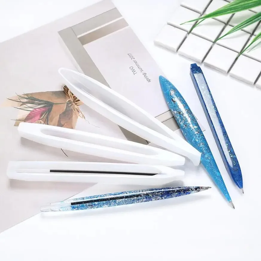 Transparent Pen Silicone Mould Set Dried Flower Resin Decorative Craft DIY Ballpoint Pen Mold Epoxy Resin Molds for Jewelry thumbnail 2