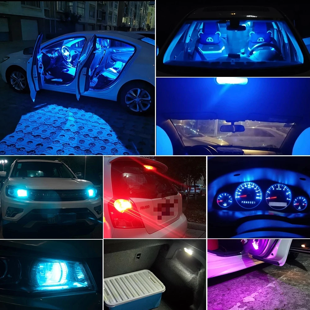 10X New W5W LED T10 Car Lights COB Glass Interior Parts Bulbs White ice blue Yellow Auto License Plate Lamp Dome Read Light 12V thumbnail 5
