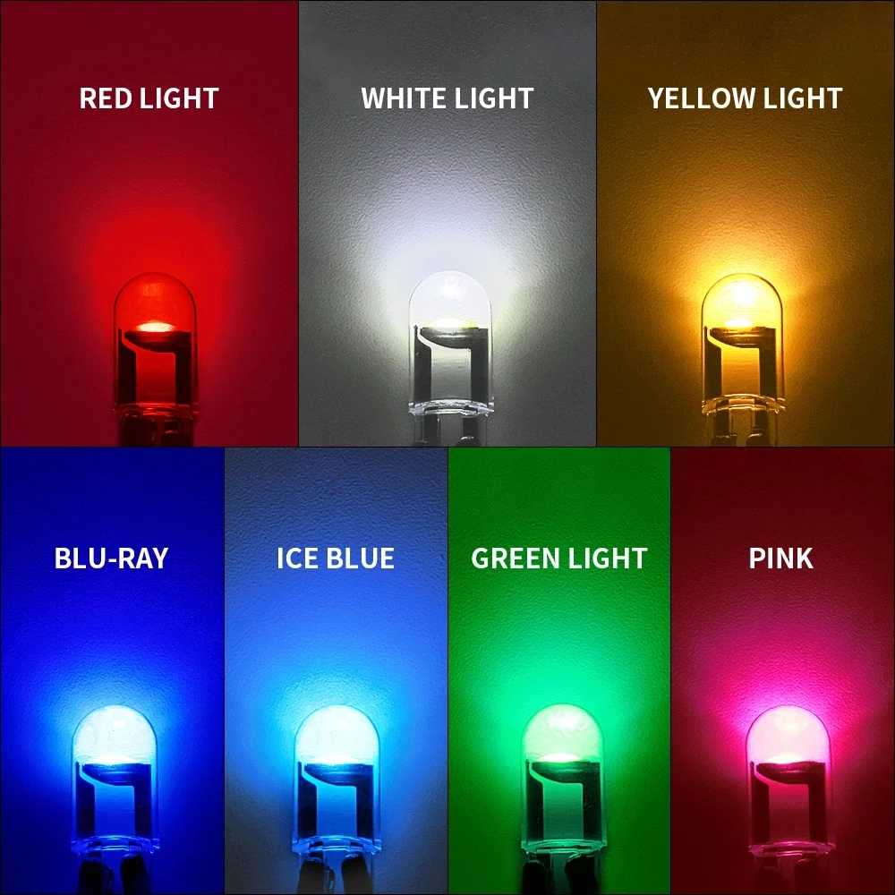 10X New W5W LED T10 Car Lights COB Glass Interior Parts Bulbs White ice blue Yellow Auto License Plate Lamp Dome Read Light 12V thumbnail 4