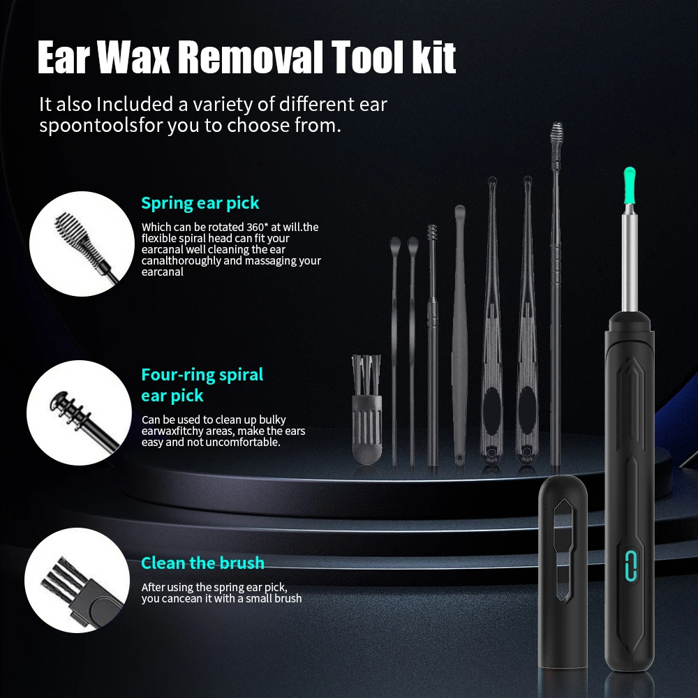 Ear Cleaner with camera Set Ear Sticks Otoscope USB C Charging Endoscope Wax Removal Tool Earpick MIni Camera Ear Cleaning Set thumbnail 2
