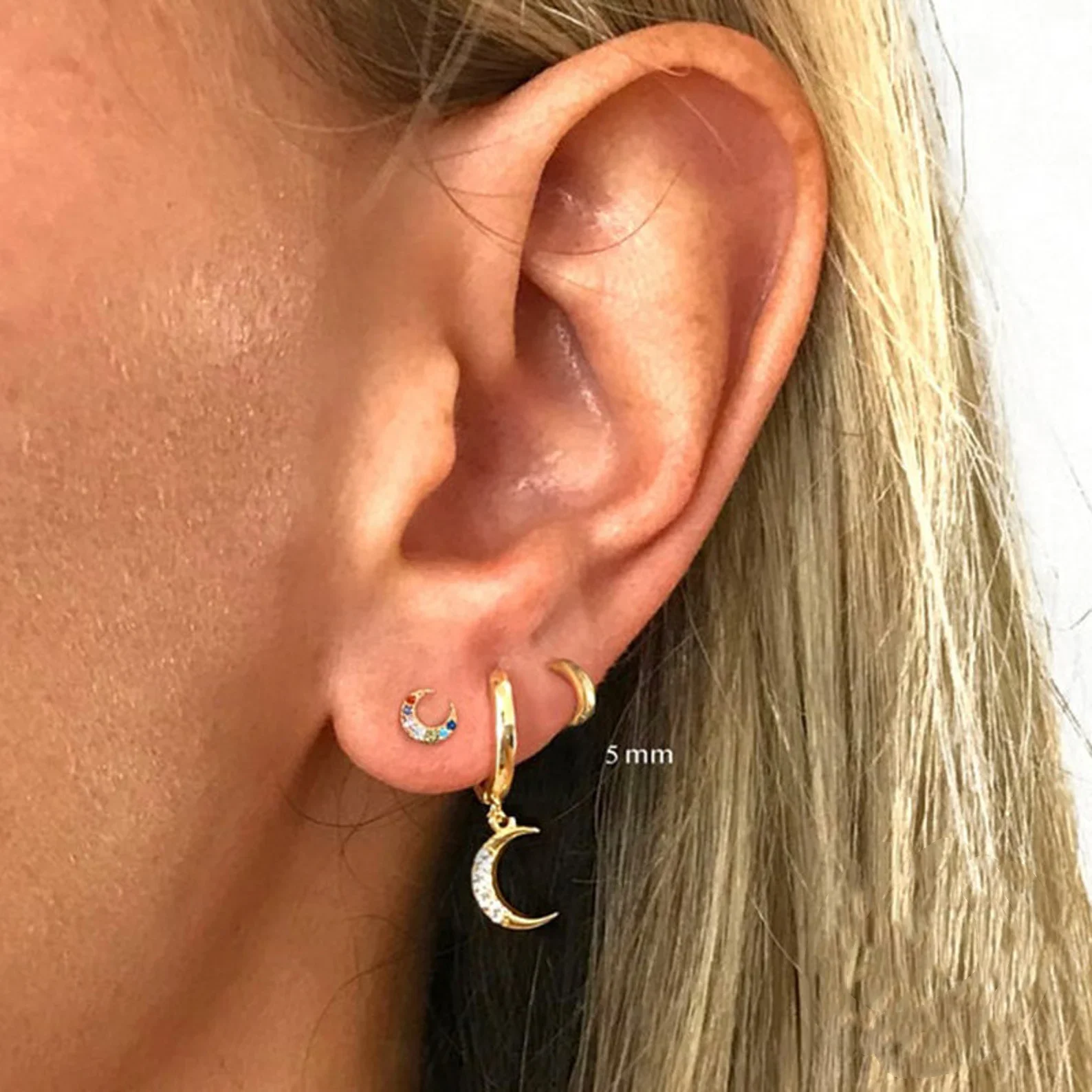 Mariasz Minimalist 5-15mm Stainless Steel Classic Round Gold Color Earrings for Women Men Tiny Huggie Hoop Dainty Jewelry Gift thumbnail 4