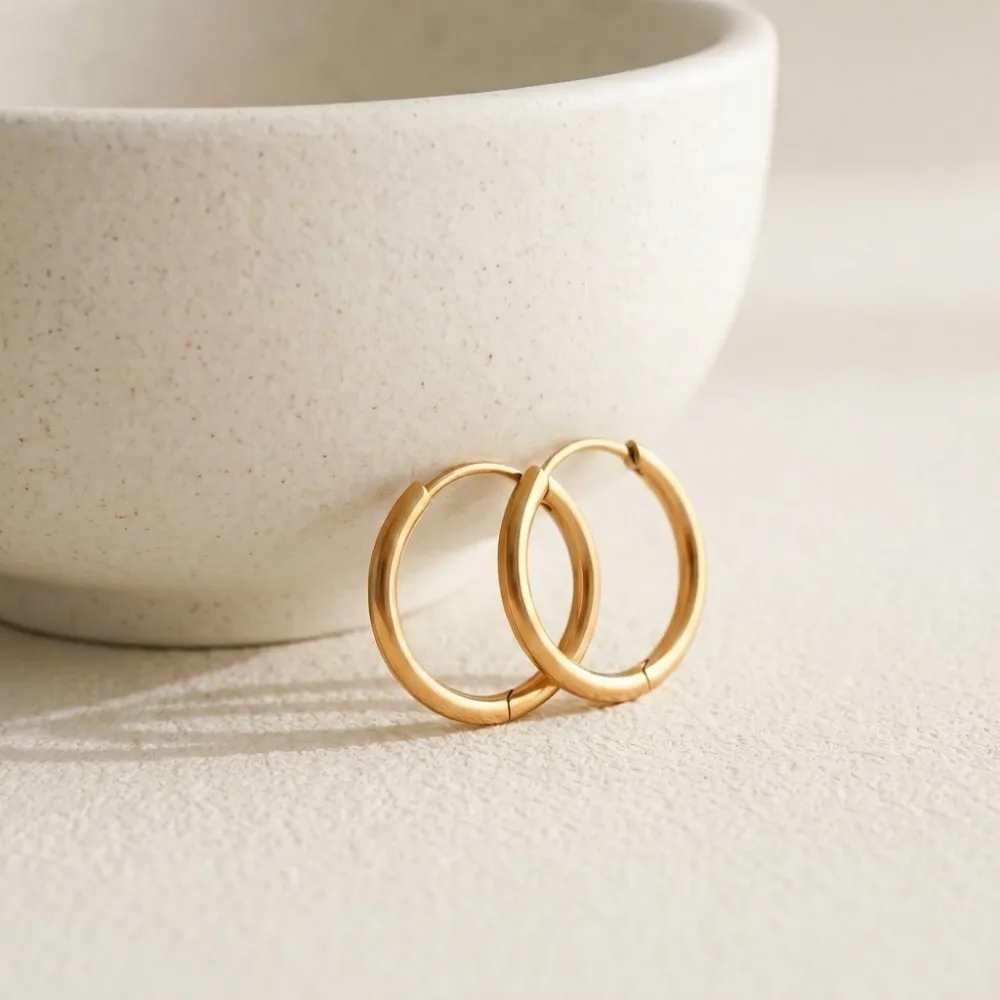 Mariasz Minimalist 5-15mm Stainless Steel Classic Round Gold Color Earrings for Women Men Tiny Huggie Hoop Dainty Jewelry Gift thumbnail 5