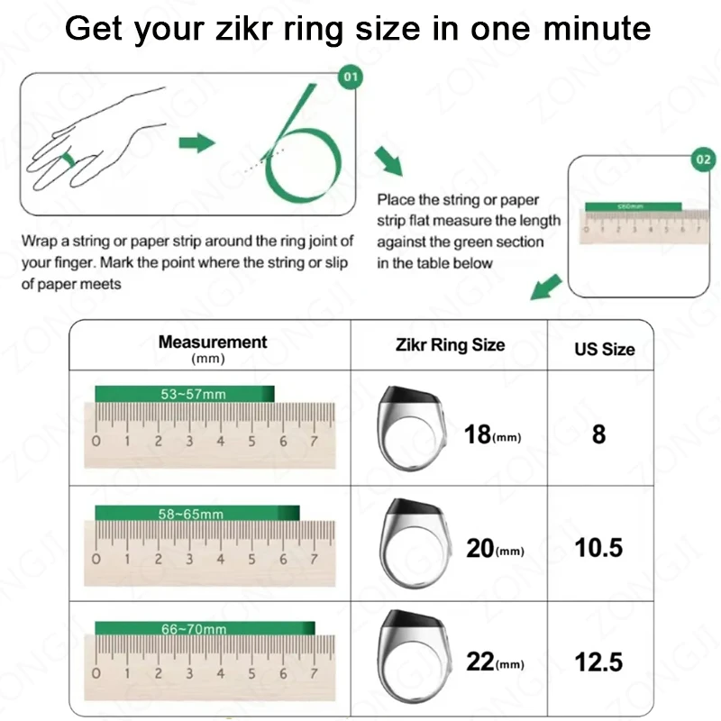 2026 IQibla Smart Zikr Ring Praise Tasbih Tally Electronic Digital Counter for Muslims Prayer Time Vibration Reminder Waterproof thumbnail 2