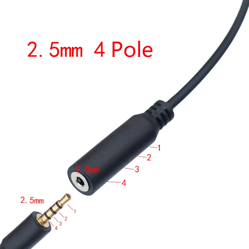 4 Pole 2.5mm Jack Male to Female Angled Extension Audio Cable 0.2m 1m 2m 3m 5m thumbnail 3