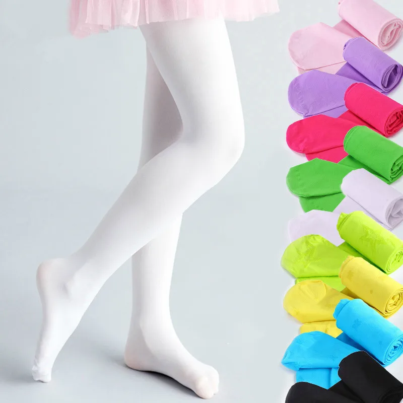 13 Colours Summer Spring Candy Color Kids Pantyhose Ballet Dance Tights for Girls Stocking Children Velvet Solid White Pantyhose thumbnail 2