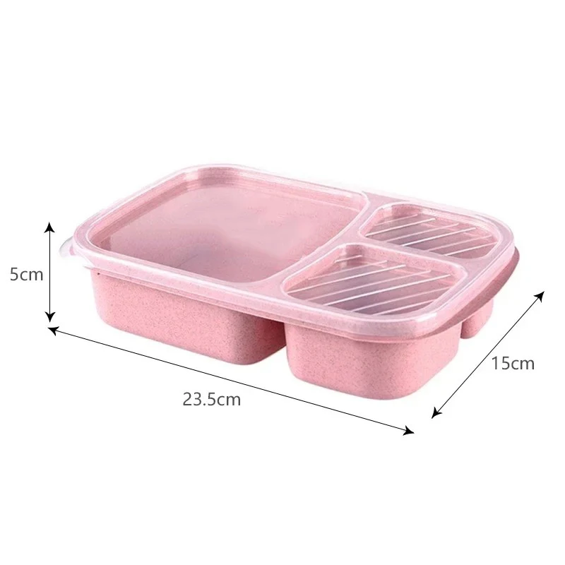Wheat Straw Lunch Box Portable Bento Box With Compartment Picnic Bento Box Fruit Container Microwave Oven Dinnerware for Student thumbnail 6