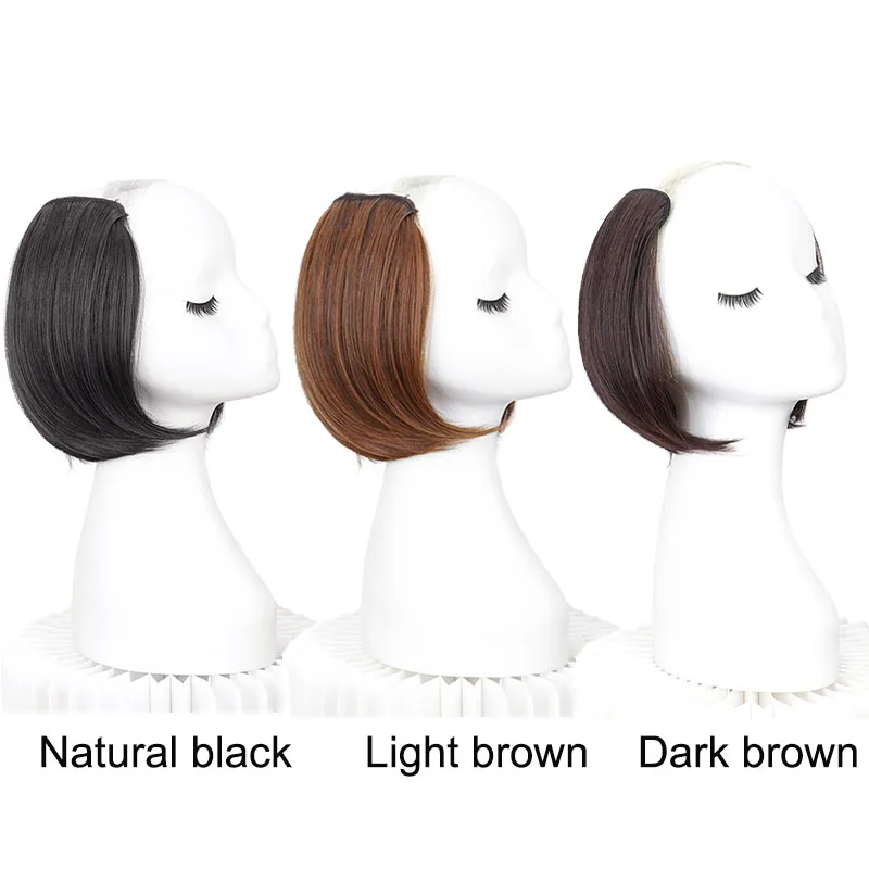 WIGSIN Synthetic 20cm/30cm Short Straight Invisable Seamless Hair V Part  Half  Wigs for Women Increase Hair Volume Hairpiece thumbnail 2