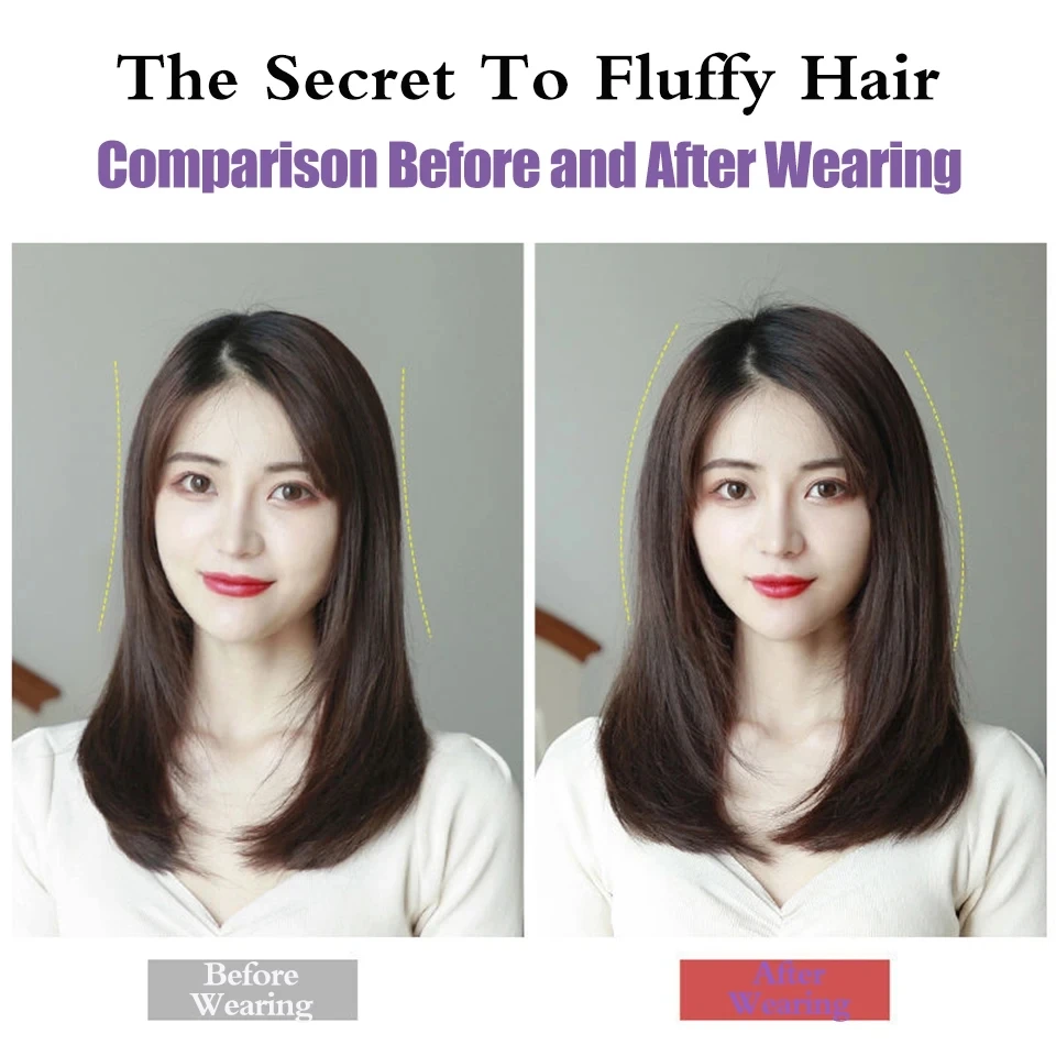 WIGSIN Synthetic 20cm/30cm Short Straight Invisable Seamless Hair V Part  Half  Wigs for Women Increase Hair Volume Hairpiece thumbnail 4