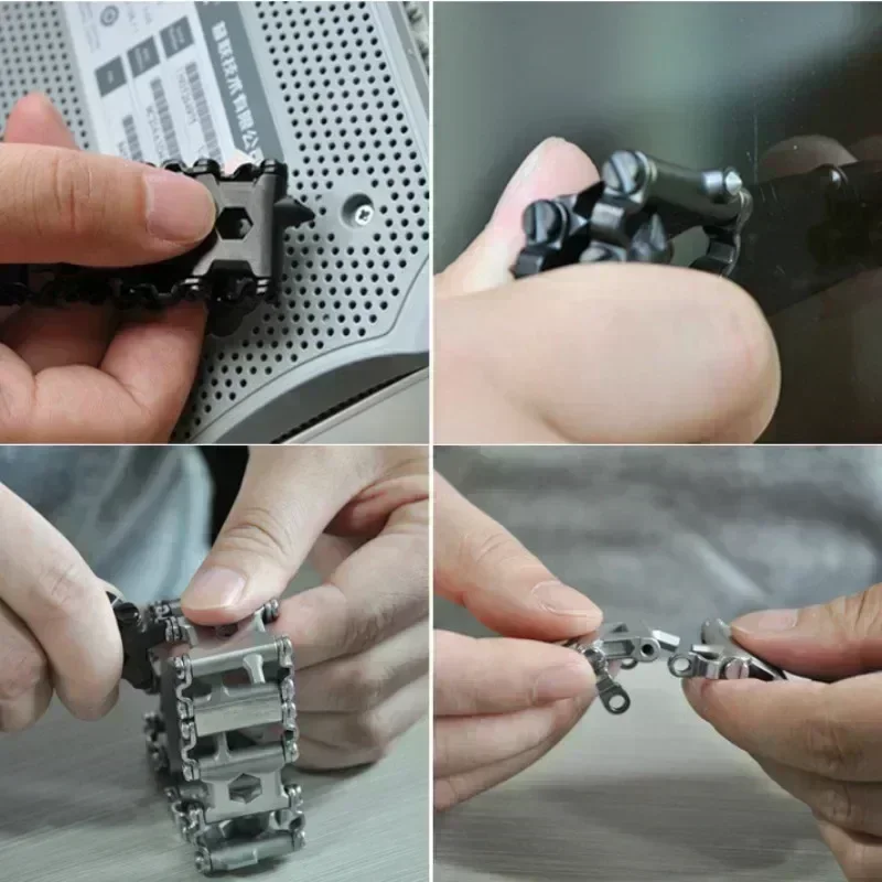Multifunction Tool Bracelet Tread Bracelet Stainless Steel Bolt Driver Tools Kit Friendly Wearable Bike Multitool Outdoor Tool thumbnail 4