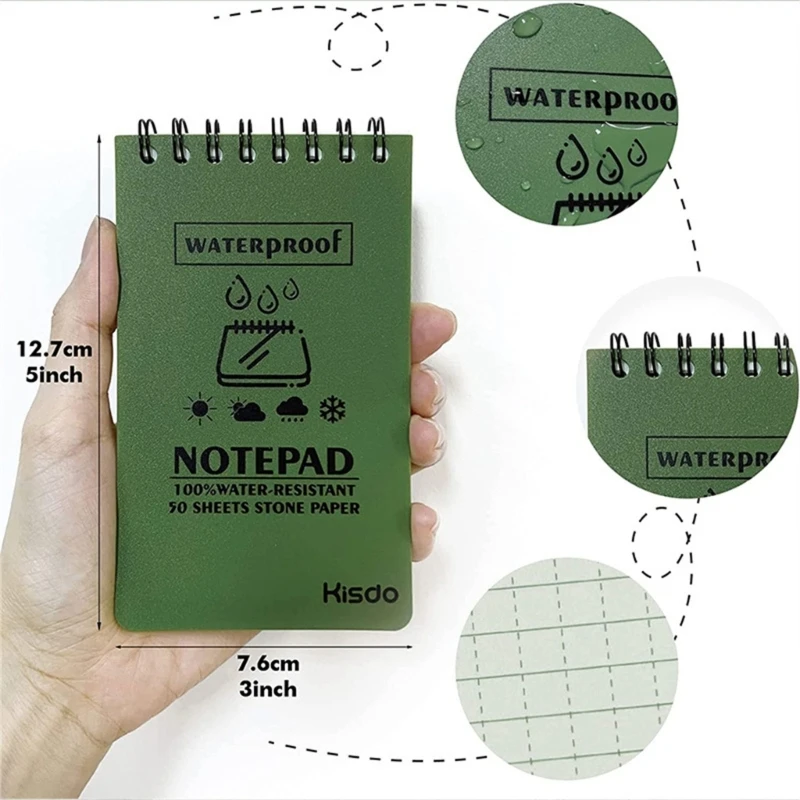 Waterproof Notebook Stone Paper Pocket Notebooks Waterproof Notepad Write in the Rain Notebook for Outdoor Activities 594A thumbnail 6