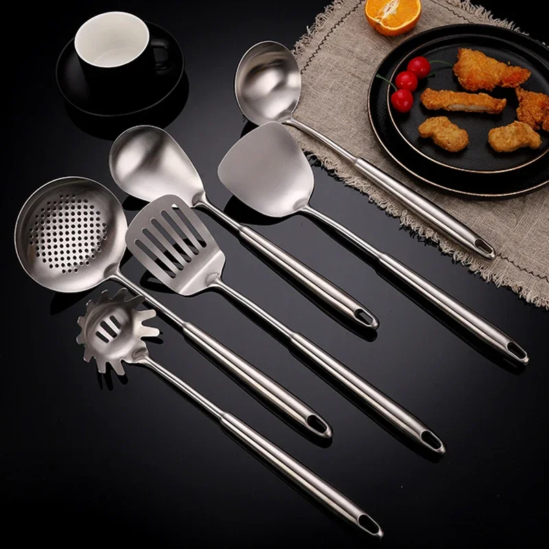 304 Stainless Steel 7Pcs Cooking Cookware Kitchenware Set 304 Spatula Spoon Colander Frying Powder Rake Cookware Cooking Tools thumbnail 3