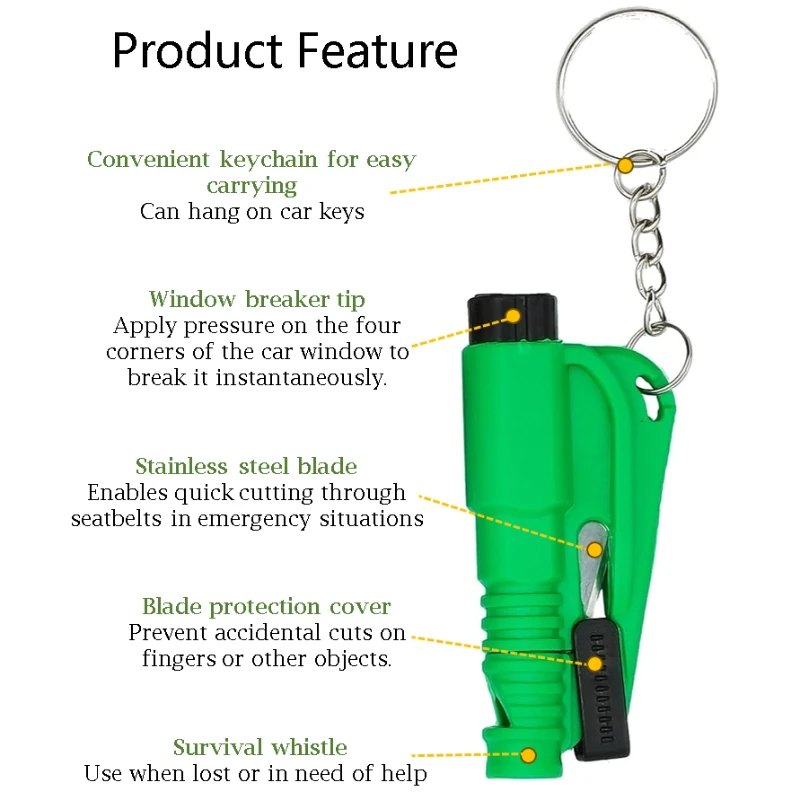Safety Hammer with Rescue Whistle, Car Escape Tool,2-in-1 Window Breaker Seatbelt Cutter, Compact Emergency Escape Tool for Car thumbnail 3