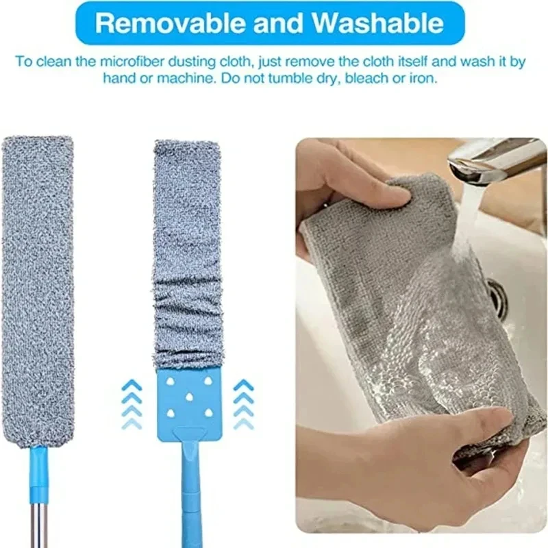 Telescopic Long Handle Broom For Home Blinds Dust Microfiber Brushes To Install Easy To Use Household Cleaning Tools thumbnail 6