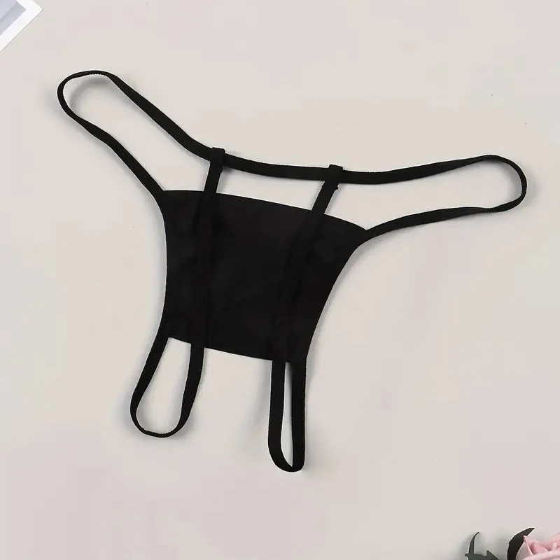 Sexy Silhouette & Slogan Print Thongs Seamless Open Crotch Intimates Panties Erotic Outfits Crotchless G Strings thumbnail 4