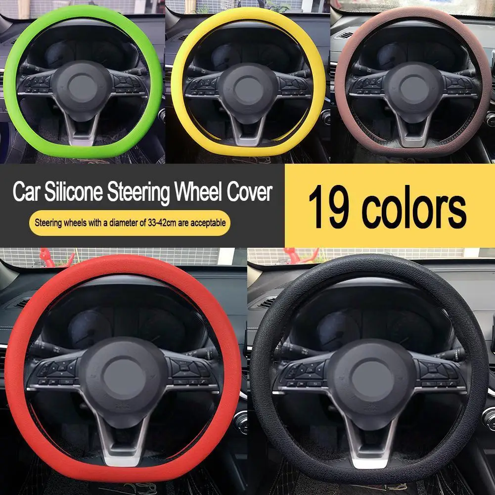 Universal Car Steering Wheel Cover Silicone Glove Cover Texture Soft Multi Color Auto Decoration DIY Covers Accessories thumbnail 2