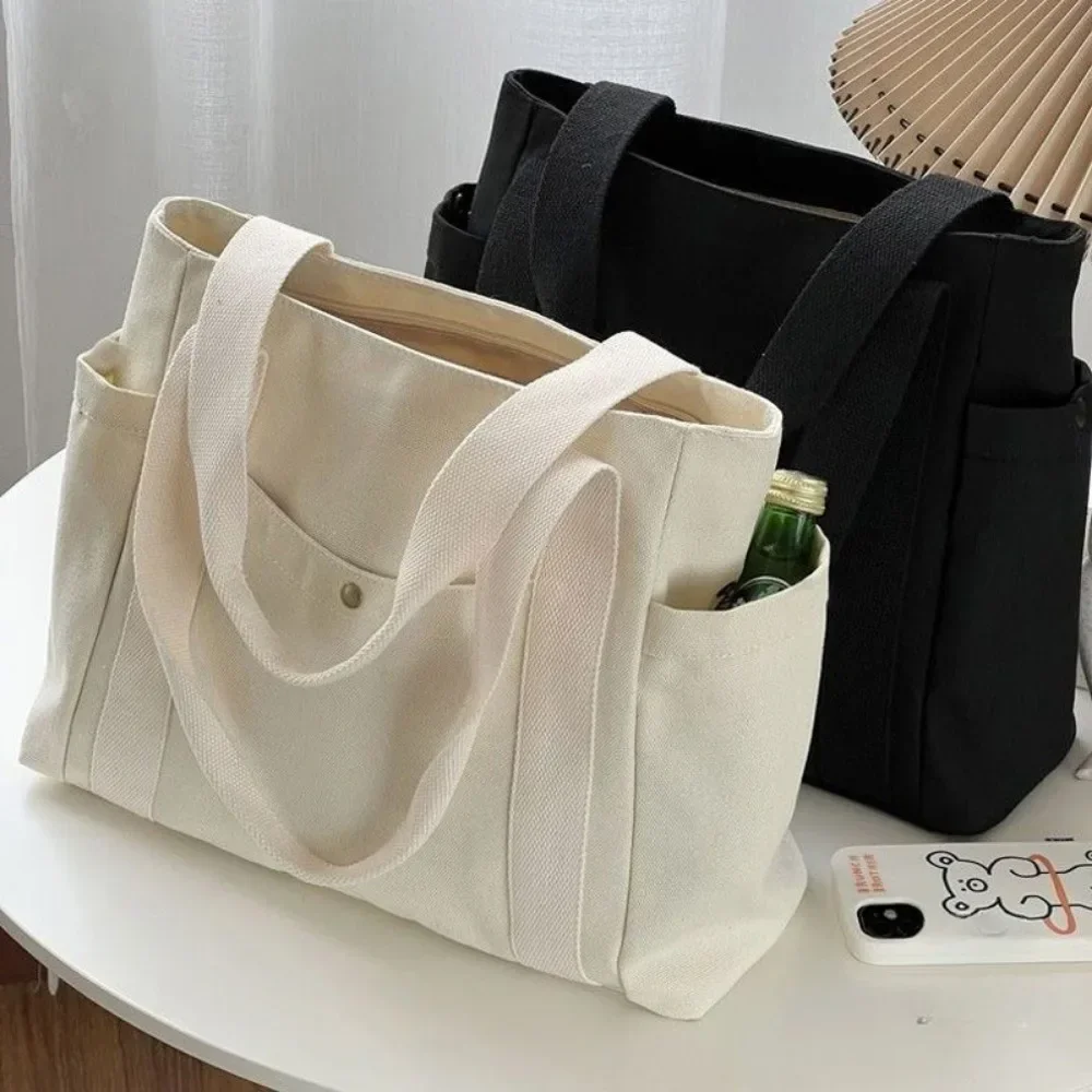 Large Capacity Canvas Tote Bags for Work Commuting Carrying Bag College Style Student Outfit Book Shoulder Bag Bolsos Para Mujer thumbnail 2