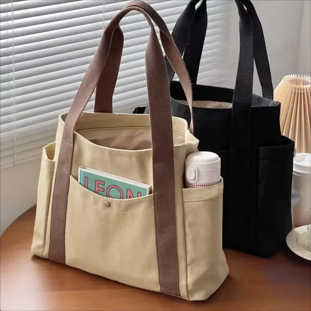 Large Capacity Canvas Tote Bags for Work Commuting Carrying Bag College Style Student Outfit Book Shoulder Bag Bolsos Para Mujer thumbnail 6