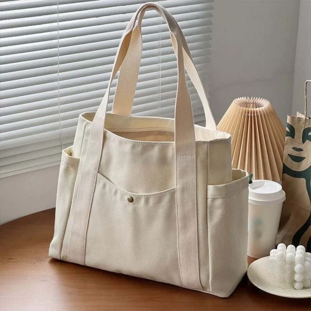 Large Capacity Canvas Tote Bags for Work Commuting Carrying Bag College Style Student Outfit Book Shoulder Bag Bolsos Para Mujer thumbnail 5