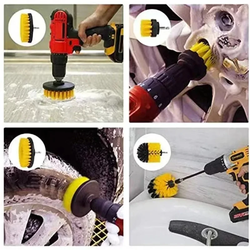 22 /3Pcs Electric Drill-Brush Kit Power Scrubber Brush For Carpet Bathroom Surface Tub Furniture Shower Tile Tires Cleaning Tool thumbnail 3