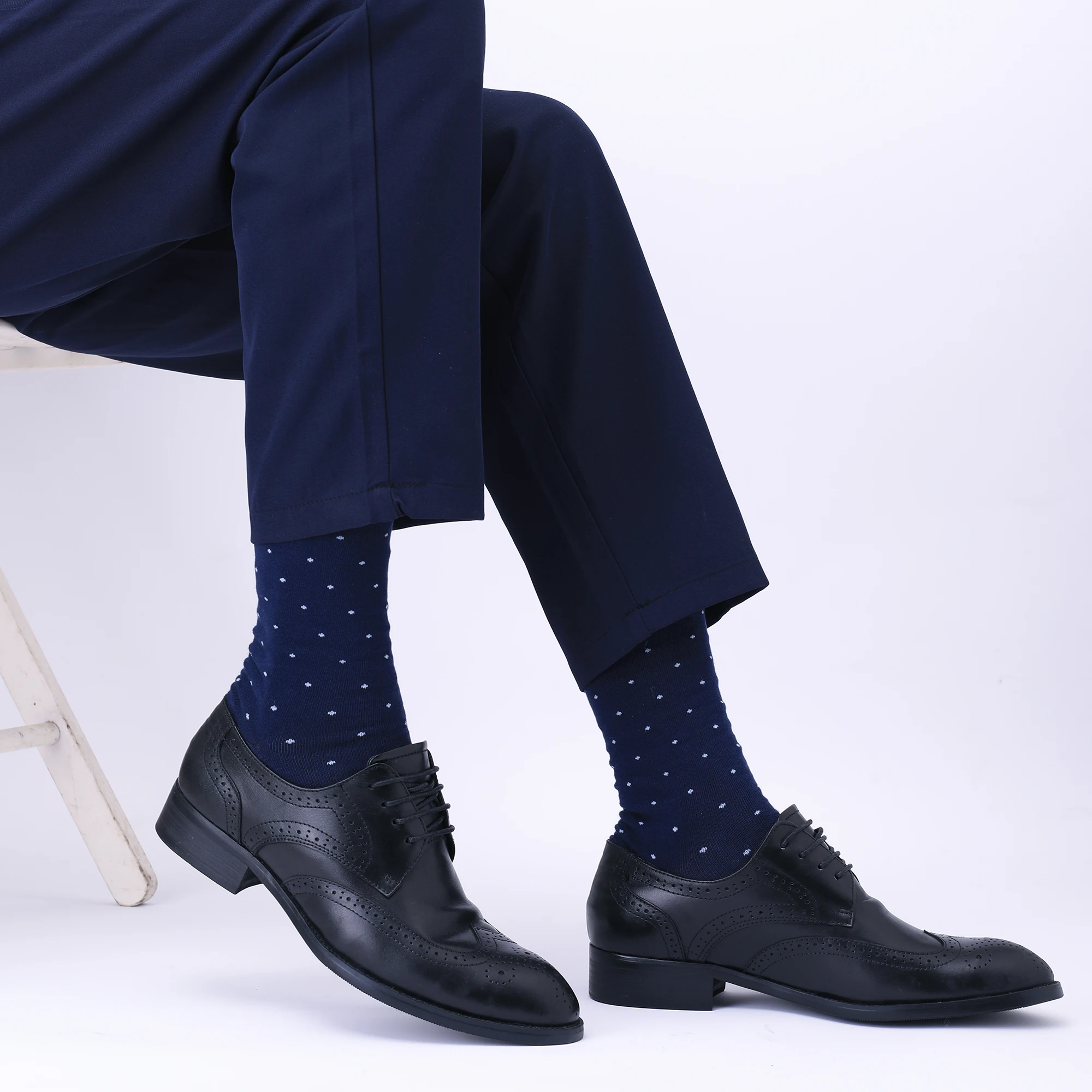 5 Pairs Mens Dress Socks Plus large Size，High Quality Combed Cotton Crew Socks，Black Cool Argyle Breathable Casual Socks for men thumbnail 3