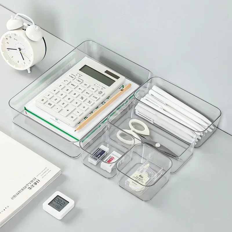 Transparent Box Storage Organizer Desk Plastic Storage Box Container Drawer Organizer Table Jewelry Box Makeup Organizer Boxes thumbnail 2
