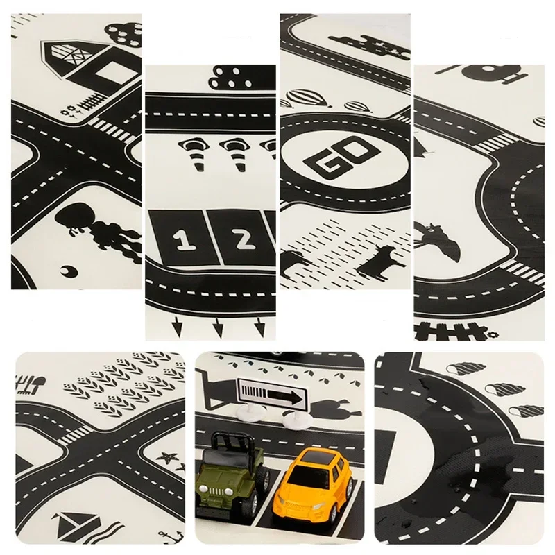 Kids Playmat City Traffic Car Park Play Mat Waterproof Parking Lot Kids Rug Boy Girl Educational Toys for Children Map​ thumbnail 5