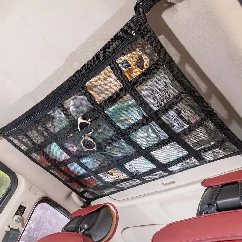 Car Camping Essentials Ceiling Cargo Net Car Ceiling Cargo Net Pocket Cargo Net For SUV Load Bearing Car Truck SUV Road Trip